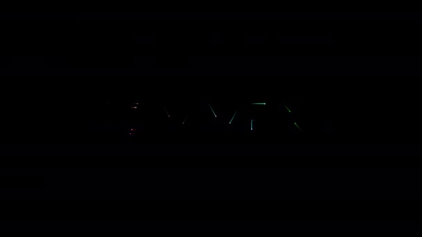 Commentaar Gloeien Kleurrijke Neon Laser Tekst Animatie Zwart Abstracte Achtergrond — Stockvideo