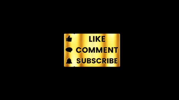 Loop Comment Subscribe Text Golden Shine Nameplate Animation Abstract Background — Stock Video
