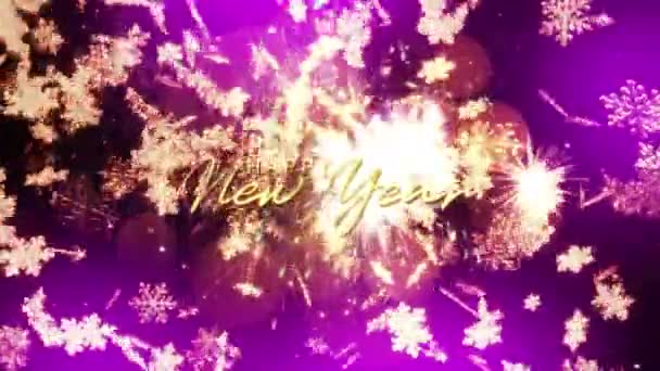 Šťastný Nový Rok Zlatý Text Lesk Světlo Animace Krásnou Záři — Stock video