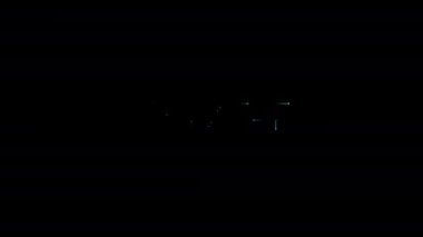 Siyah soyut arkaplan üzerinde renkli neon lazer metin canlandırma efekti sinematik başlığı.