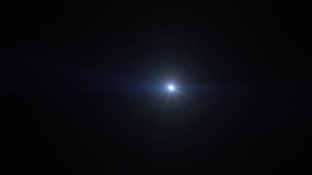Абстрактно Синие Звездные Оптические Линзы Светят Световой Анимацией Чёрном Фоне — стоковое видео