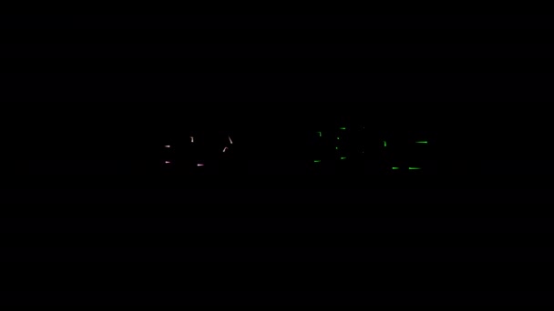 太阳能电池彩色霓虹灯激光文本动画效果电影片名在黑色抽象背景 — 图库视频影像
