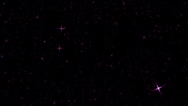Schleife Aus Glühend Leuchtenden Rosa Sternen Partikelanimation Auf Schwarzem Hintergrund — Stockvideo