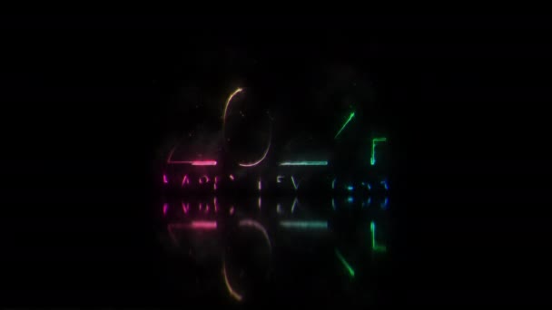 2024 Gelukkig Nieuwjaar Kleurrijk Neon Laser Tekst Animatie Glitch Effect — Stockvideo