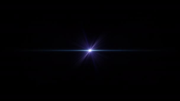Абстрактный Центр Синей Звезды Оптический Блеск Световых Линз Освещает Летящую — стоковое видео