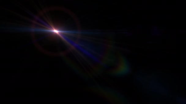 Soyut Çok Renkli Işıltılı Optik Mercek Parlaklığı Siyah Arkaplan Üzerinde — Stok video
