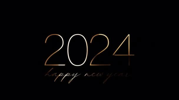 Frohes Neues Jahr 2024 Goldener Text Mit Licht Bewegungseffekt Animation — Stockvideo