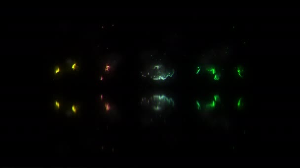 Szczęśliwego Nowego Roku Kolorowy Neon Laser Tekst Animacja Efekt Usterki — Wideo stockowe
