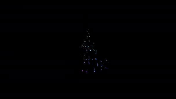 Abstrato Feliz Natal Com Árvore Natal Neon Laser Efeito Texto — Vídeo de Stock