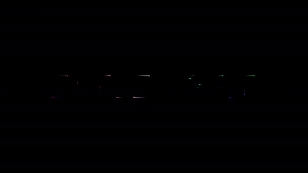 订阅五彩缤纷的霓虹灯激光文本动画效果电影片名在黑色抽象背景下 — 图库视频影像