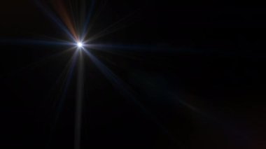 Çok renkli optik mercek parlamaları, siyah soyut arkaplanda ışık patlaması animasyon sanatını parlatır. Lamba ışınları dinamik, parlak video görüntülerini etkiler. 
