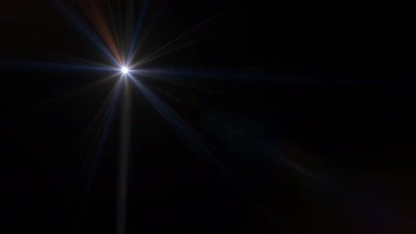 Різнокольорова Оптична Лінза Спалахує Сяючим Світлом Анімаційне Мистецтво Чорному Абстрактному — стокове відео