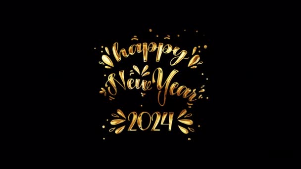 Loop Happy New Year 2024 Gouden Licht Glans Tekst Filmische — Stockvideo