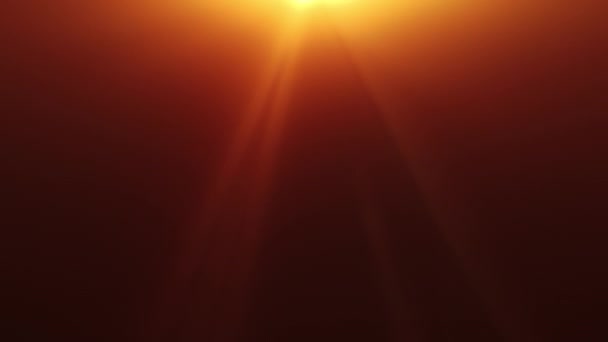 抽象ループトップセンターゴールドオレンジ光フレアライト回転アニメーションアート スクリーンプロジェクトオーバーレイの黒い背景 照明ランプ光線効果ダイナミックな金色の明るい — ストック動画