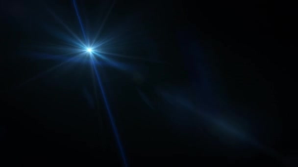 Blaue Optische Linse Fackelt Leuchtendes Licht Auf Platzt Animationskunst Auf — Stockvideo