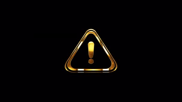Loop Alert Icon Золотий Блиск Світла Рух Глюк Ефекту Анімації — стокове відео