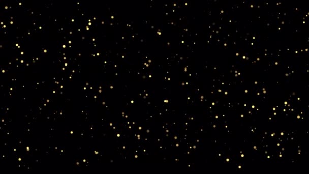 Петля Світиться Жовтими Помаранчевими Частинками Падають Чорний Абстрактний Фон Анімація — стокове відео