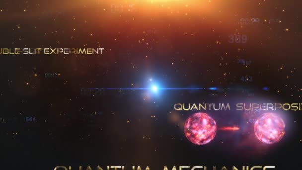 Quantum Technology Zlaté Textové Slovo Oblak Kinematografický Titul Abstraktní Digitální — Stock video