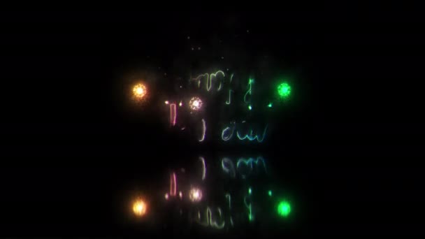Šťastný Nový Rok Barevný Neonový Laser Animace Textu Závada Efekt — Stock video