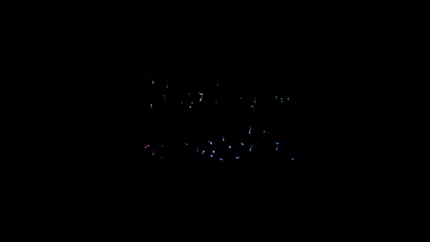 感谢观看五彩缤纷的霓虹灯激光文本动画在黑色抽象背景下的效果电影片名 — 图库视频影像