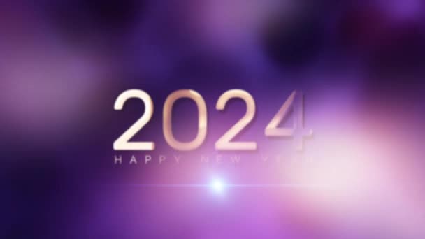 2024 Ευτυχισμένο Νέο Έτος Χρυσό Κείμενο Φως Εφέ Κίνησης Κινηματογραφικός — Αρχείο Βίντεο