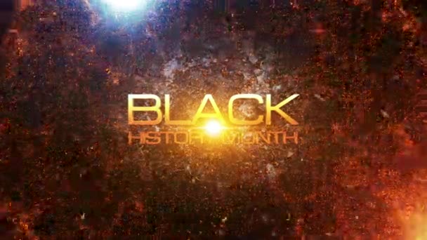 Black History Month Gold Text Motion Flare Effect Grunge Futuristic — Vídeo de Stock