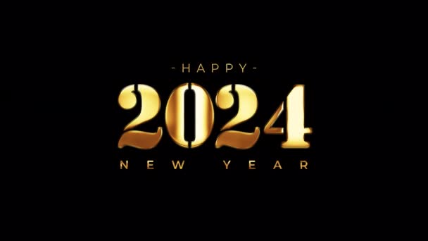 Šťastný Nový Rok 2024 Zlatý Text Efektem Lehkého Pohybu Animace — Stock video