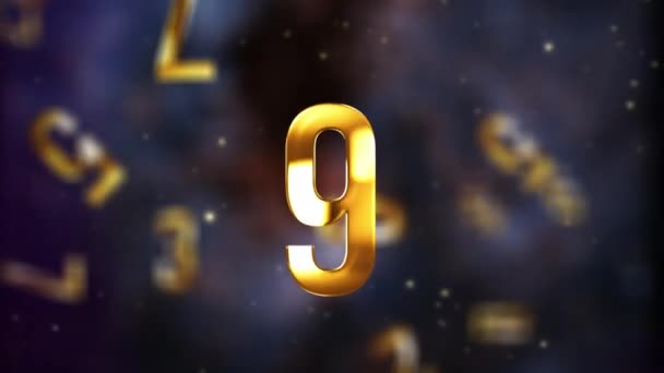 Abstract Countdown Ten Zero Seconds Glow Gold Text Animation Cinematic — Stock Video