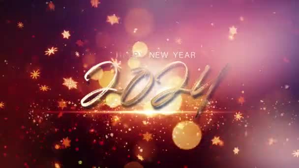 2024 Happy New Year Teks Bersinar Emas Dengan Cahaya Emas — Stok Video