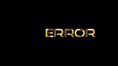Siyah soyut arkaplan üzerinde ERROR altın metin hatası efekti izole edilmiş şeffaf video animasyon metni alfa kanalı ile Hızlı zaman çizimleri 444