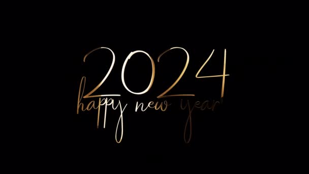 Schleife Frohes Neues Jahr 2024 Goldtext Shine Schleife Licht Bewegungstitel — Stockvideo