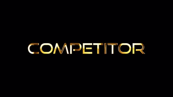 Loop Competitor Gouden Tekst Glans Lus Licht Beweging Titel Zwarte — Stockvideo