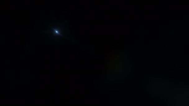 Синяя Оптическая Линза Блики Яркий Свет Вспышки Анимационного Искусства Черном — стоковое видео