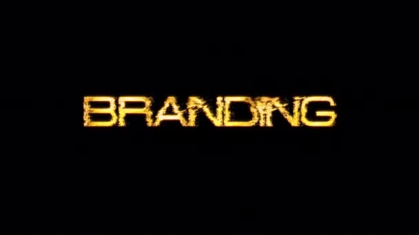 Branding Λέξη Χρυσό Κείμενο Λάμψη Φως Animation Βρόχο Glitch Κείμενο — Αρχείο Βίντεο