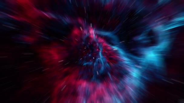 Abstract Loop Interstellar Flight Time Travel Jump Blue Red Nebula — Stock Video
