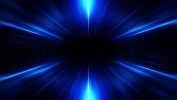抽象ループセンター ビームラジアル光線ライトVjループバックグラウンドで輝く青色光 3Dフラクタルシームレスループ無限複雑な輝くラジアルライトストリーク — ストック動画