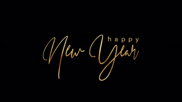 Loop Happy New Year Gouden Tekst Glans Lus Licht Beweging — Stockvideo