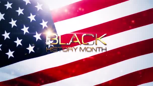 Black History Month Gold Text Motion Fire Burst Golden Particles — Wideo stockowe