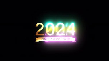 Mutlu yıllar 2024 altın metin hafif hareket arızalı siber punk etkisi animasyon soyut geri grund. Alfa kanalı Quicktime Prores 444 ile izole edildi. 4K 3D kusursuz döngü tipografi tasarımı.