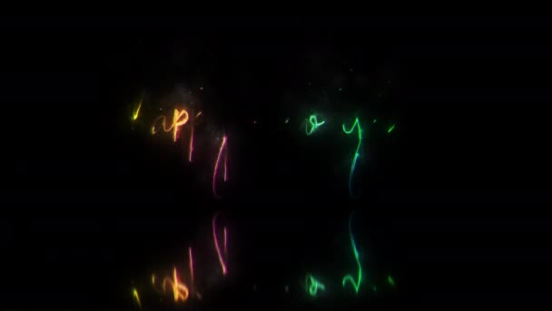 Happy New Year Glow Colorful Neon Laser Text Glitch Effect — Stock Video
