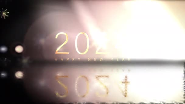 Texto Dorado 2024 Feliz Año Nuevo Animación Con Flujo Copos — Vídeos de Stock