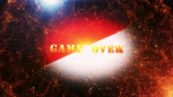 Game Gold Text Motion Fire Burst Golden Particles Cinematic Trailer — Stock Video
