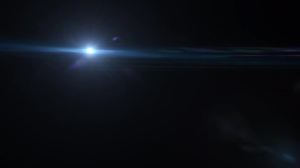 Blauwe Optische Lens Flares Glanzend Licht Burst Animatie Kunst Zwarte — Stockvideo