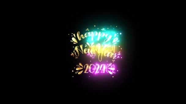 2024 Šťastný Nový Rok Zlatý Text Lehkým Pohybem Závada Kyber — Stock video