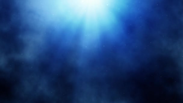 Smyčka Horní Středu Modré Optické Čočky Světélkující Paprsky Přechod Kouřovým — Stock video