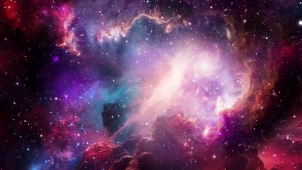 Galaxy Space Travel Glow Pink Purple Orange Red Nebula Milky — Stock Video