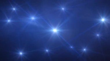Soyut döngü yanıp sönen mavi yanıp sönen optik lens animasyon fotoğrafçı kamera flaşları arka plan. 4K kusursuz döngü dinamik kinetik parlak yıldız ışığı