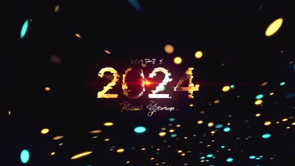 2024 Frohes Neues Jahr Goldener Texteffekt Filmtitel Trailer Animation Hintergrund — Stockvideo