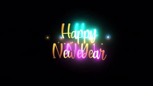 Happy New Year Gouden Tekst Met Lichte Beweging Glitch Cyber — Stockvideo