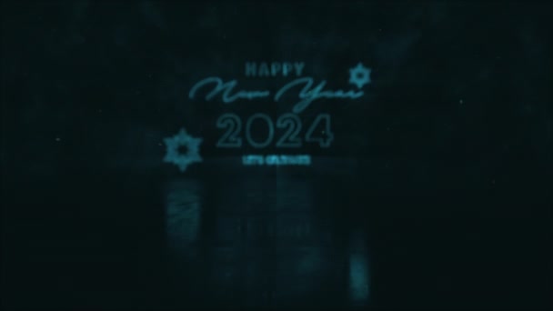 2024 Szczęśliwego Nowego Roku Uczcijmy Świecący Blask Neonowy Tekst Efektem — Wideo stockowe